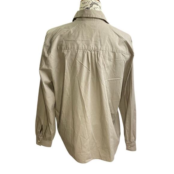 Karen Scot sport nature leaf patch long sleeve button up shirt L brown - Picture 3 of 6